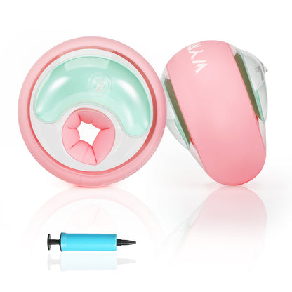 WYRIAZA Kinder Schwimmflügel (1-6 Jahre) - 3 unabhängige Airbags aufblasbare Poolschwimmer für Kleinkinder 5-20 kg, rutschfeste weiche Schwimmringe (Pink)