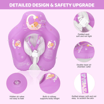 Bouche gonflable pour bébé WYRIAZA Premium - Bleu océan (avec pare-soleil anti-UV UPF 50+)