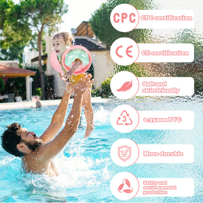 WYRIAZA Kinder Schwimmflügel (1-6 Jahre) - 3 unabhängige Airbags aufblasbare Poolschwimmer für Kleinkinder 5-20 kg, rutschfeste weiche Schwimmringe (Pink)