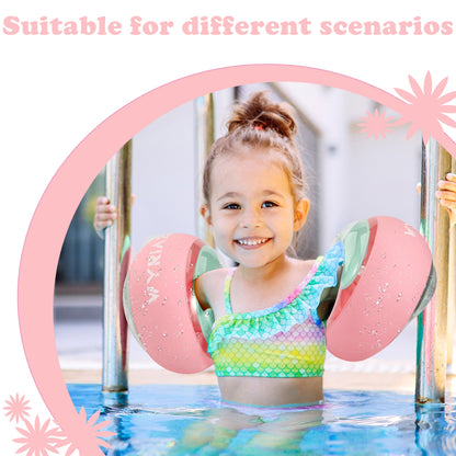 WYRIAZA Kinder Schwimmflügel (1-6 Jahre) - 3 unabhängige Airbags aufblasbare Poolschwimmer für Kleinkinder 5-20 kg, rutschfeste weiche Schwimmringe (Pink)