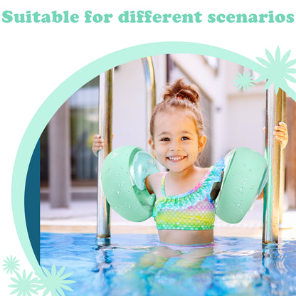 WYRIAZA Kinder Schwimmflügel (1-6 Jahre) – 3 unabhängige Airbags aufblasbare Poolschwimmhilfe für Kleinkinder 5-20 kg, rutschfeste weiche Schwimmringe (Grün)
