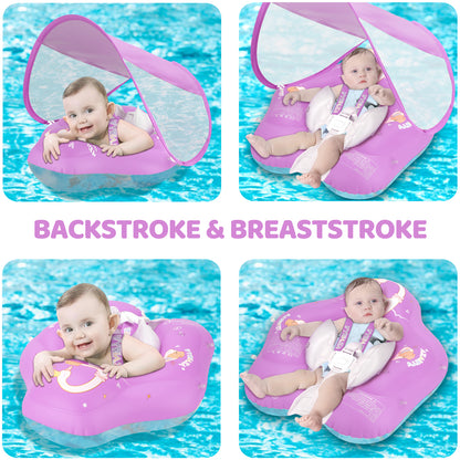 Bouche gonflable pour bébé WYRIAZA Premium - Bleu océan (avec pare-soleil anti-UV UPF 50+)
