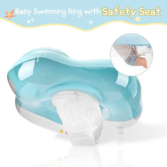 WYRIAZA Bouée Bébé de Luxe - Bleu Océan (avec Canopy Anti-UV UPF 50+)