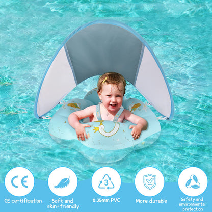 WYRIAZA Bouée Bébé de Luxe - Bleu Océan (avec Canopy Anti-UV UPF 50+)