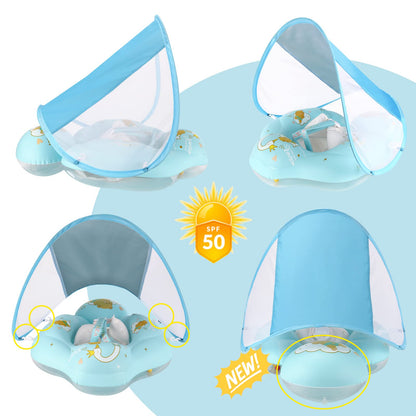 WYRIAZA Bouée Bébé de Luxe - Bleu Océan (avec Canopy Anti-UV UPF 50+)